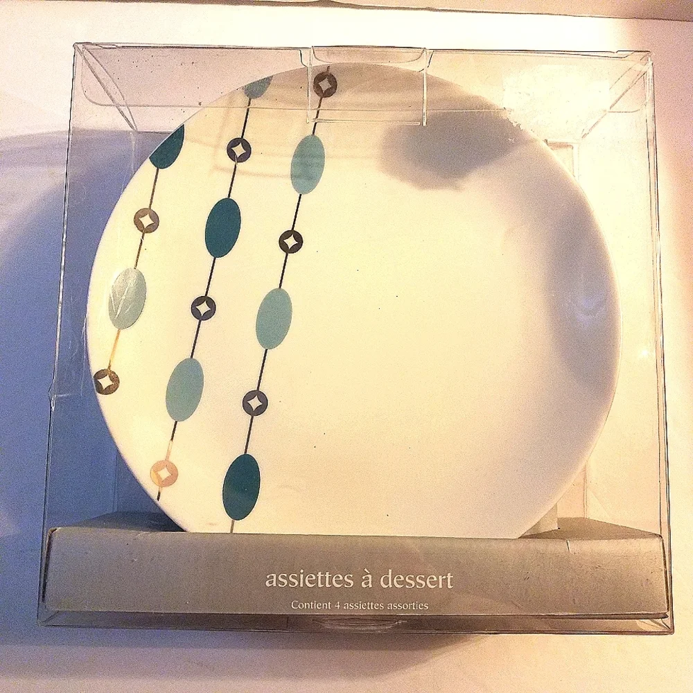 Pier 1 Imports MCM Dessert Plates Set of 4 NIB